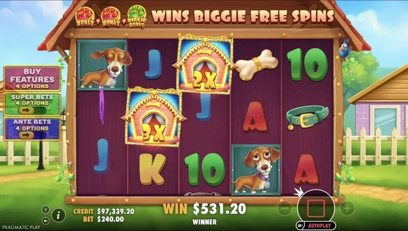 The Big Dog House - winst in het basisspel
